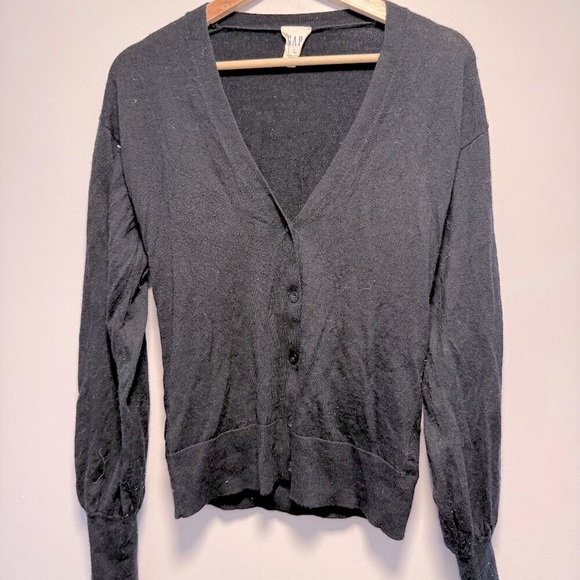 Gap Merino Wool Black Button Up Cardigan Small Tall - Picture 1 of 5